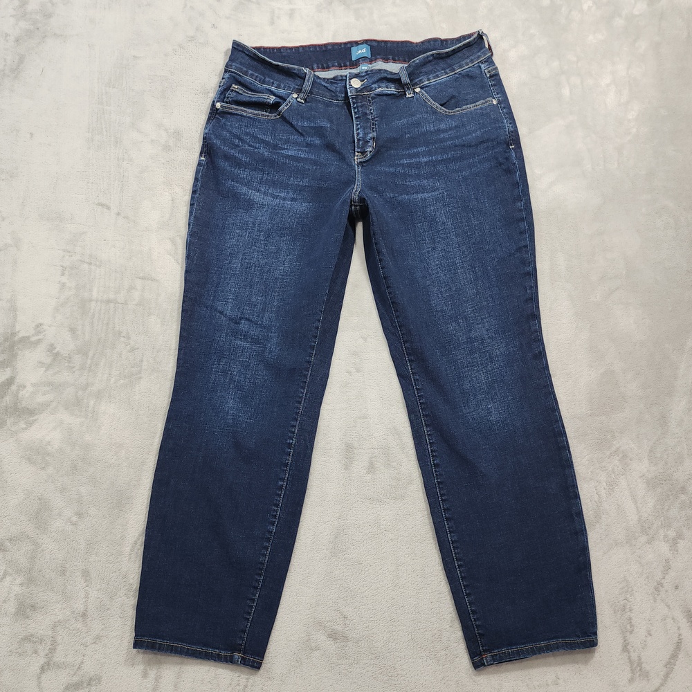 JAG Jeans Womens 18W Blue High Rise Carter Girlfriend Relaxed Ankle Crop Stretch